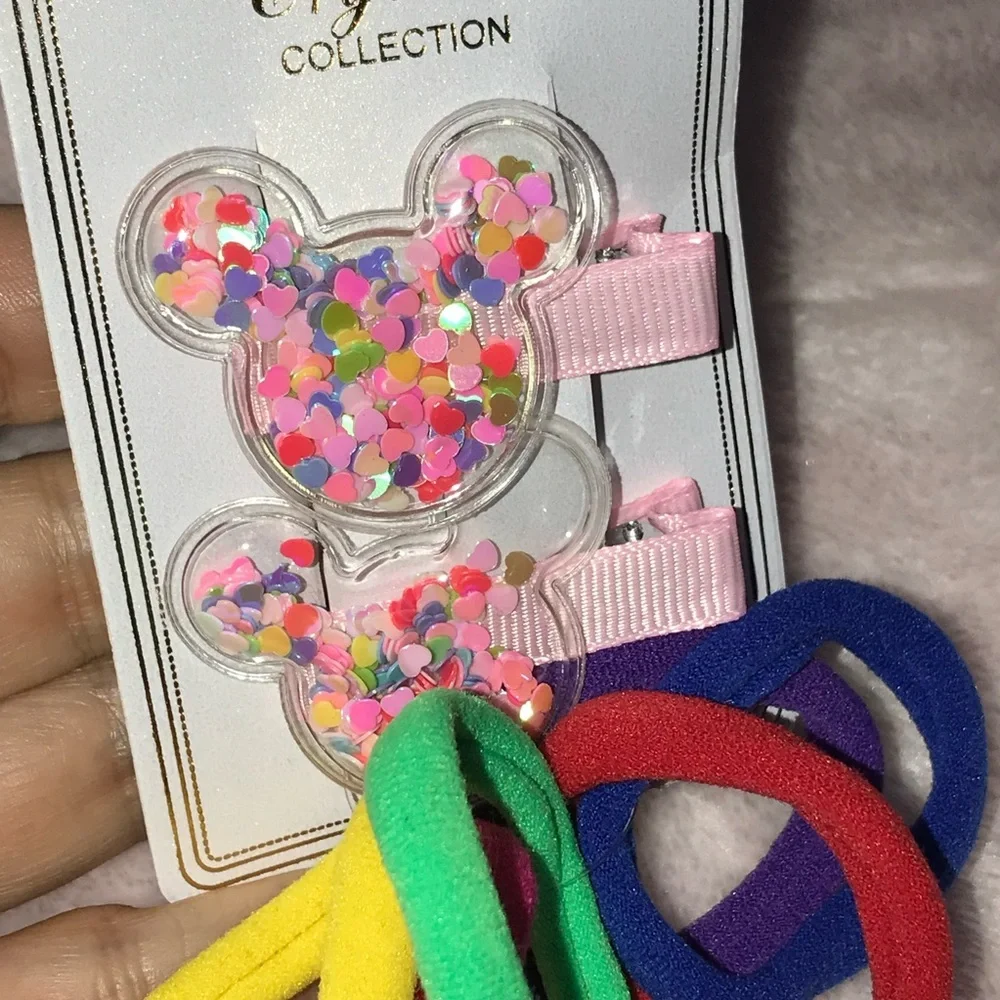 ✨✨5/$10✨✨ Crystal Collection Mouse Hair Clips and Colorful Hair Ties Set New